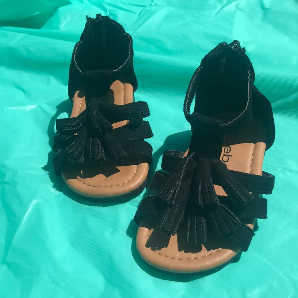 Bebe toddler black tassel sandals